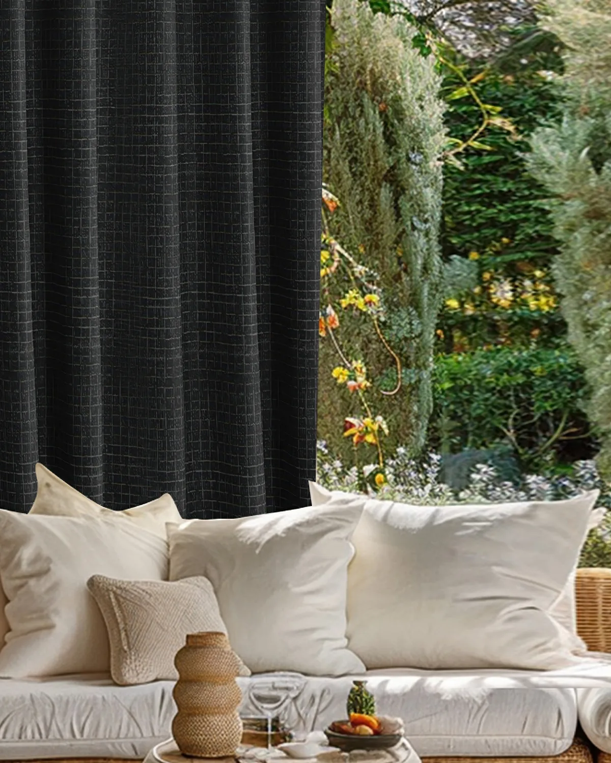 New York Grid Patterned Textured Waterproof Custom Outdoor Curtain — image 3