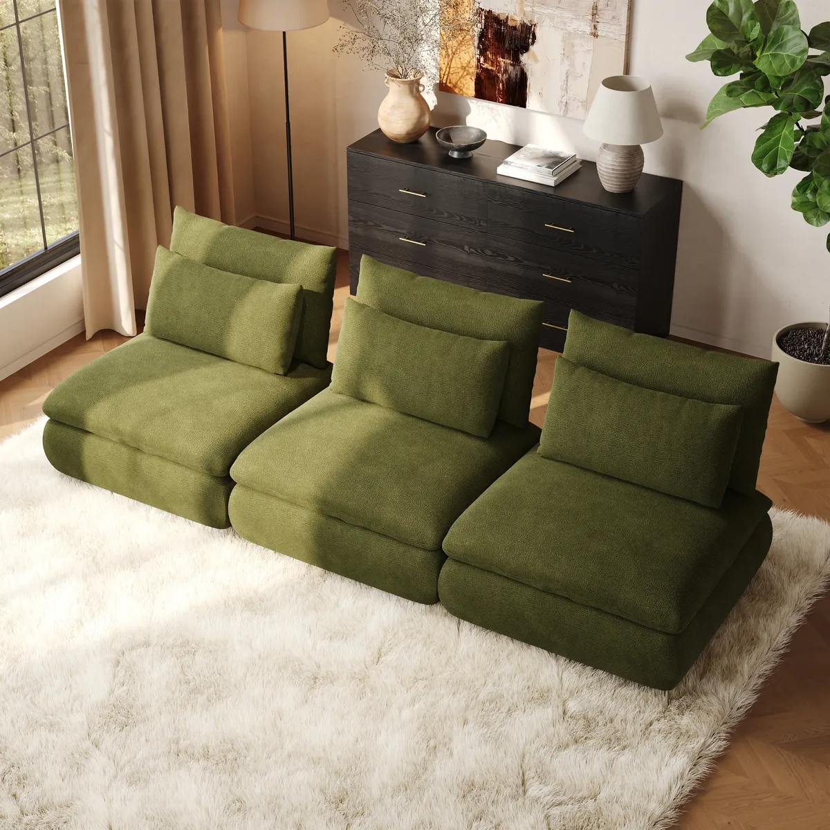 3-Piece Chenille Modular Sectional Sofa with Hidden Storage — image 2