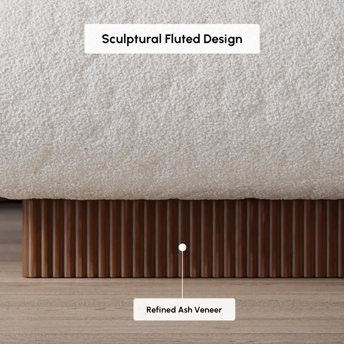 Rivo Upholstered Boucle Curved Bed & Bench Set — image 8