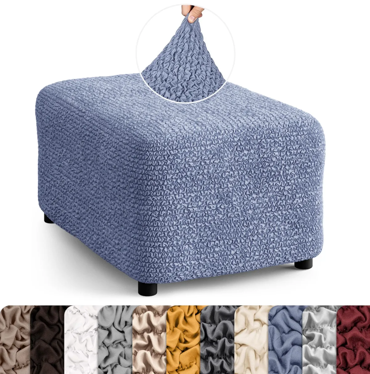 Ottoman Slipcovers - 1-Piece Furniture Protector - Form Fit, Machine Washable -MicrofibraCollection — image 16