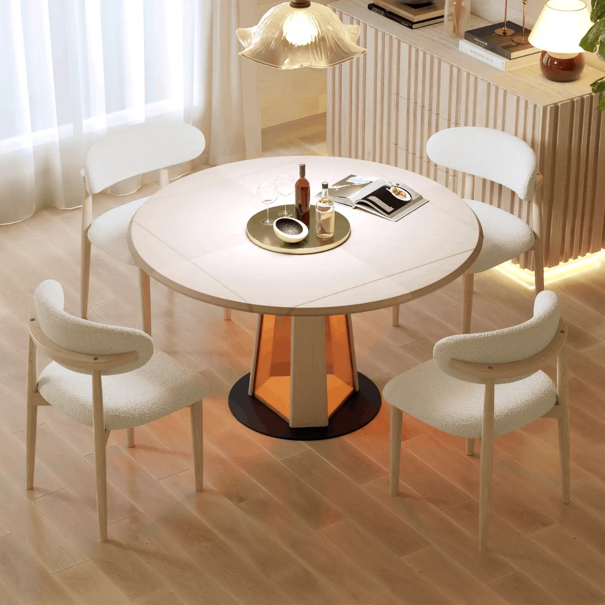 36"-47" Solid Wood Extendable Dining Table with Light — image 13