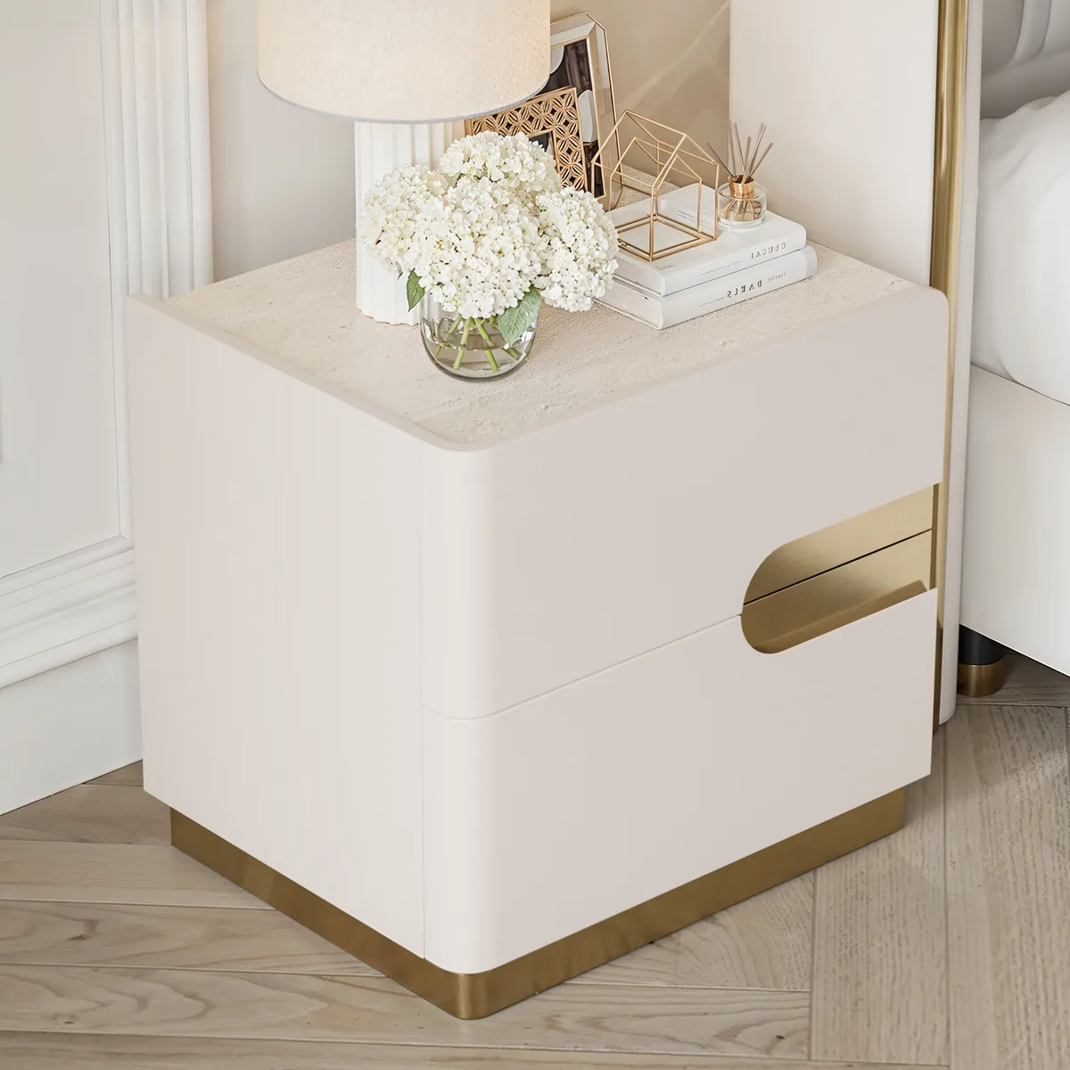 20" Smart 2-Drawer Nightstand with Sintered Stone Top & Charging Station — image 15