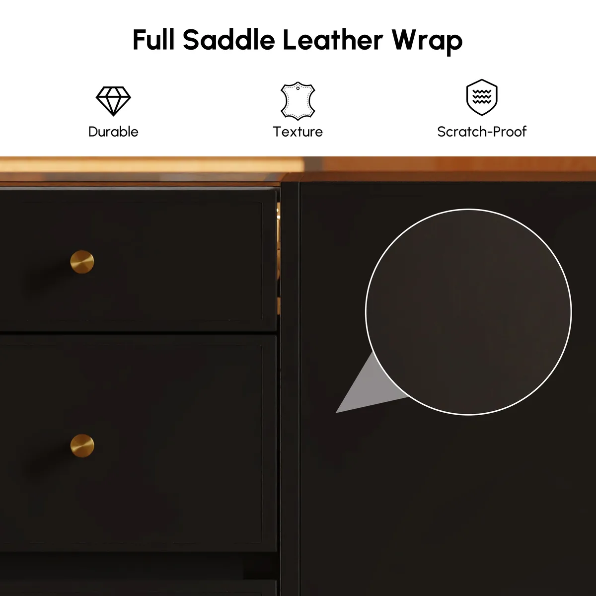 Selvo Saddle Leather Closet Island with Glass Top & Light — image 6