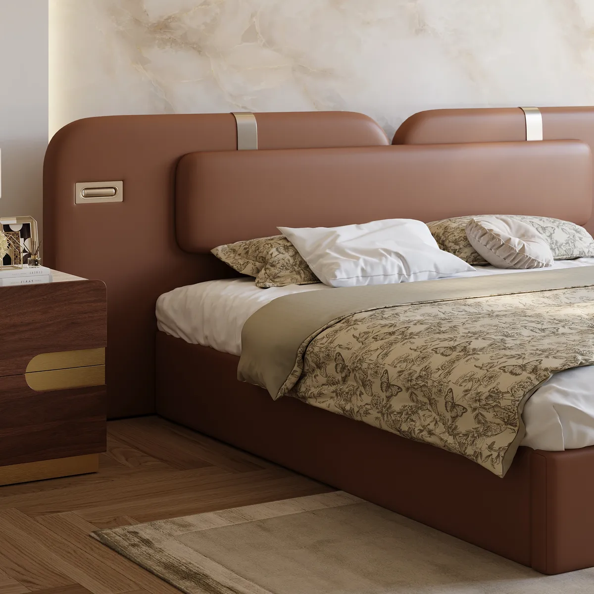 Horva King Faux Leather Platform Bed — image 10