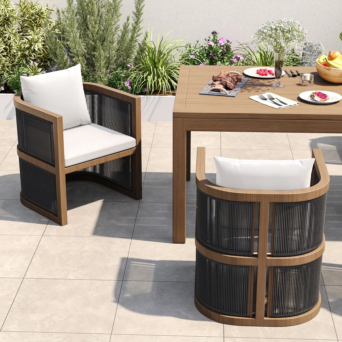 Wevara 2 Pieces Modern Aluminum & Ropes Outdoor chairs — image 12