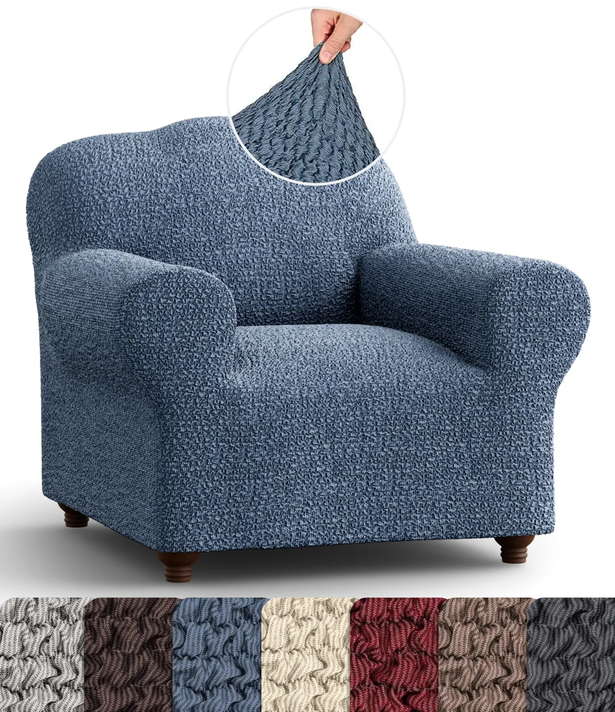 Armchair Slipcovers - 1-Piece Furniture Protector - Form Fit, Machine Washable - CottonRich Collection — image 5