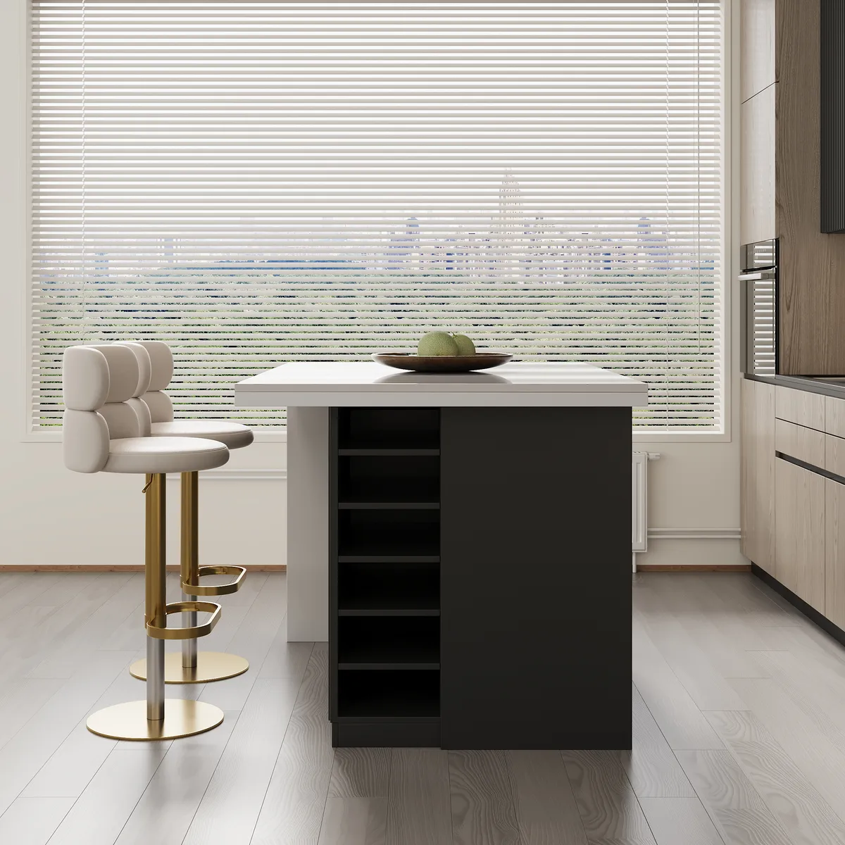 72" Modern Kitchen Island Laminate & 4 Counter Stools Set Storage Cabinet — image 5