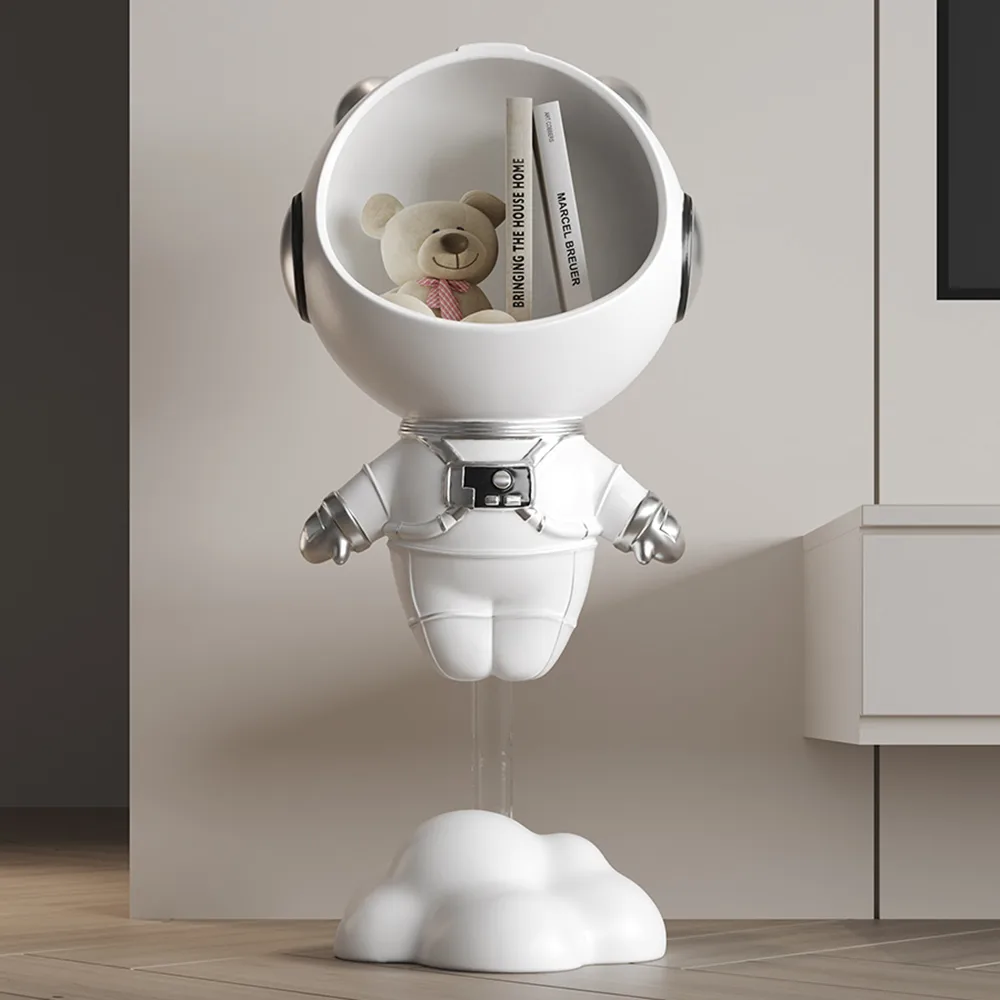 Modern White Astronaut Side Table Floor Figurine End Table Storage Decoration — image 3