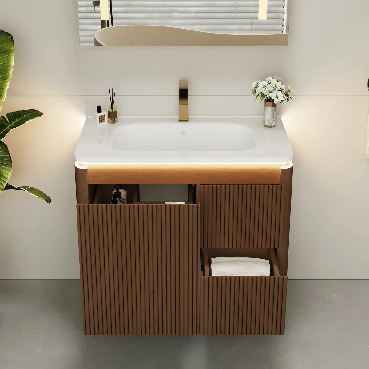 Modern 31.5" Floating Bathroom Vanity with Sink, Soft LED, Ample Storage — image 15