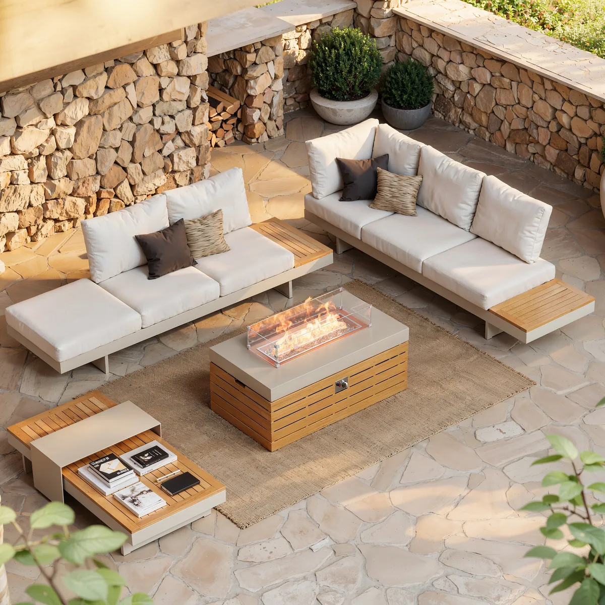 Tevara 39" Propane Gas Fire Pit Table with Glass Propane Gas Tank Cover Table — image 6