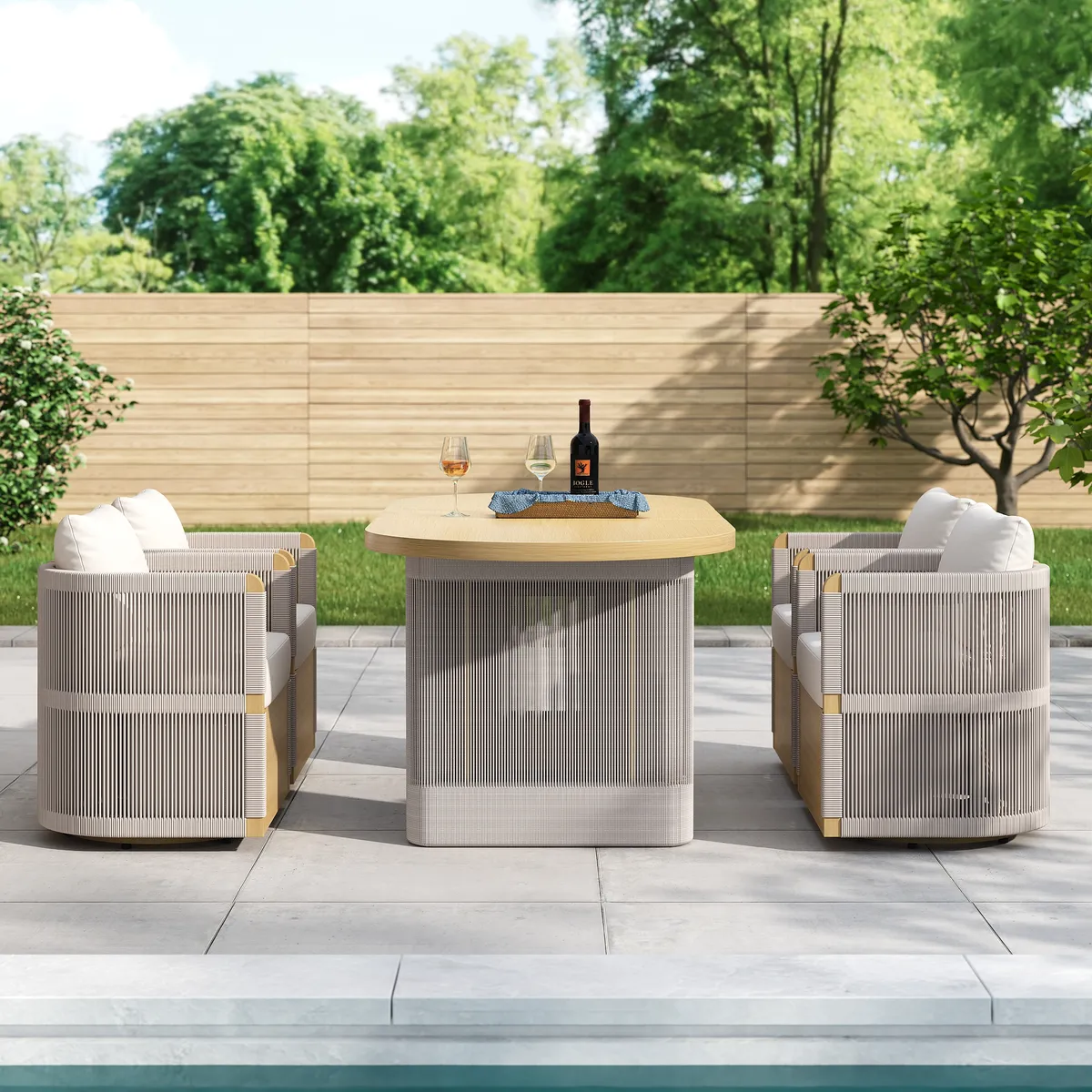 Costra 9-Piece Outdoor Rope & Aluminum Extendable Dining Set with 8 Chairs — image 4