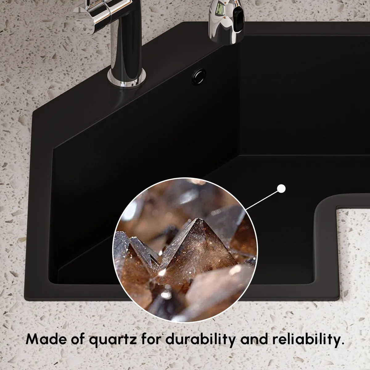 Drop In Corner Irregular Kitchen Sink White 25" Quartz — image 3
