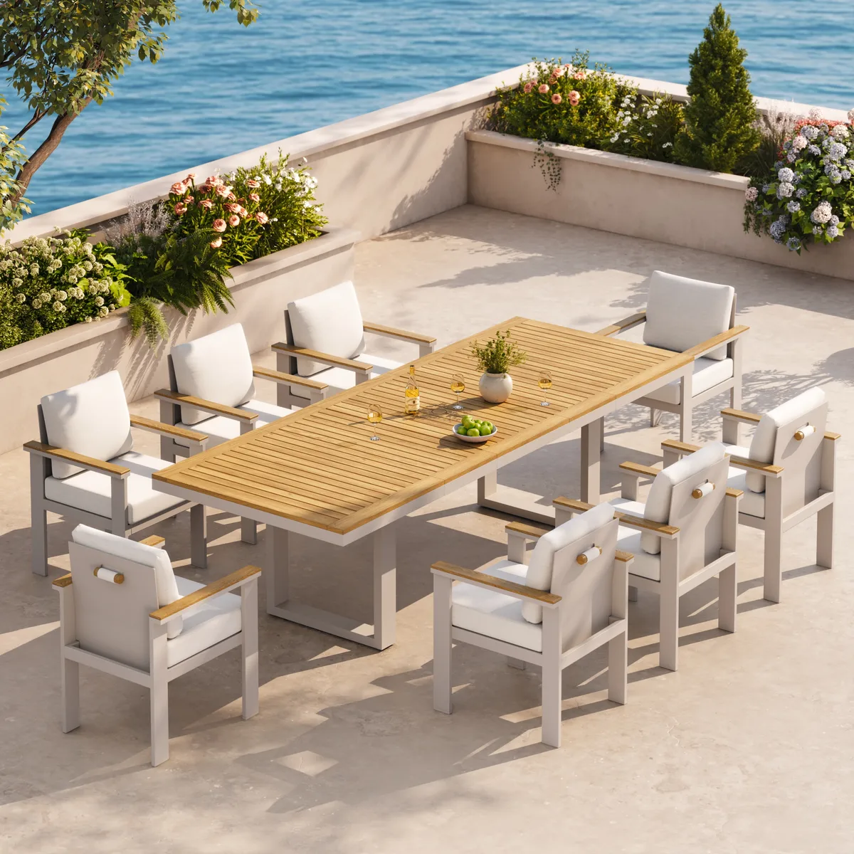 Tevara Outdoor Extendable Teak & Aluminum Dining Table — image 13
