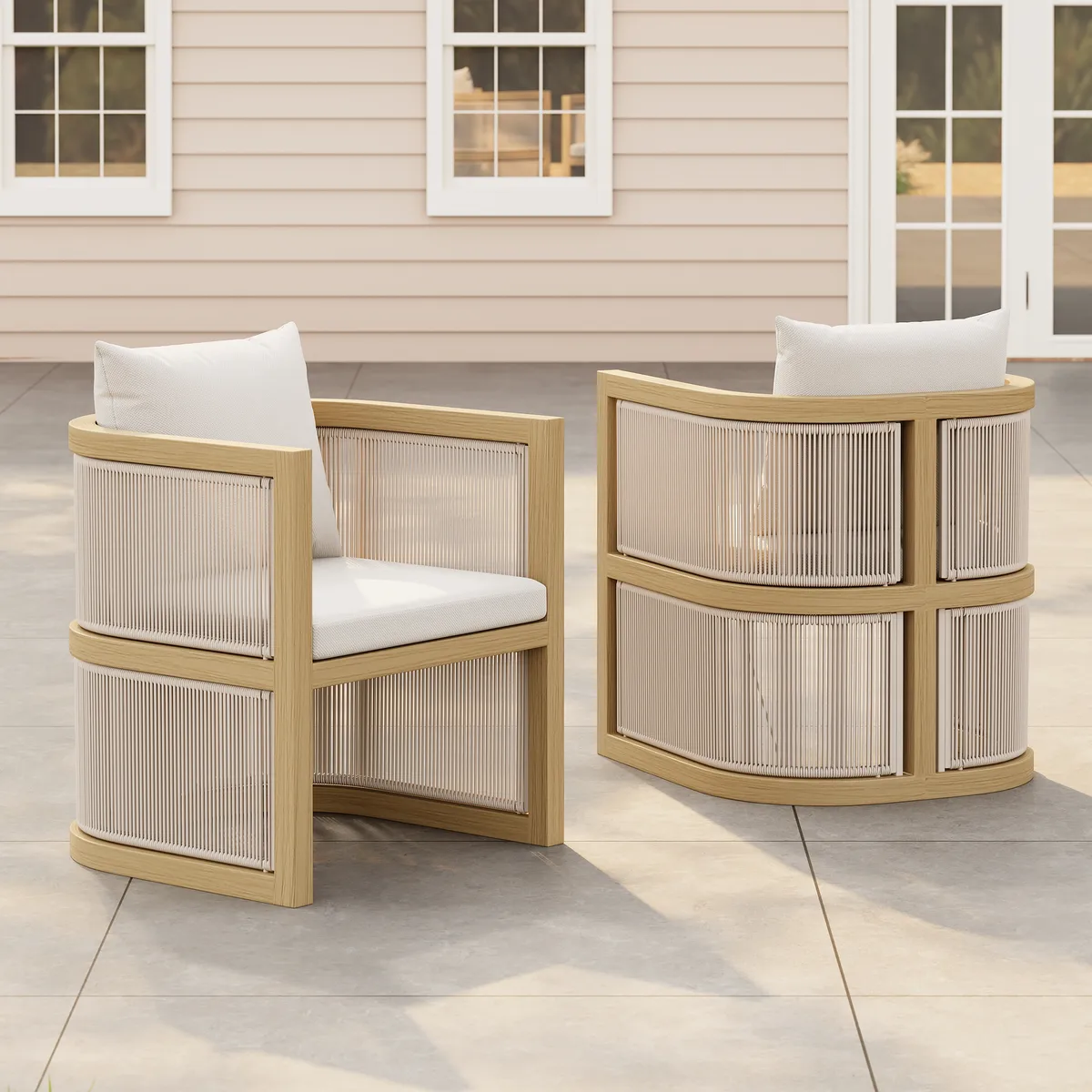 Wevara 2 Pieces Modern Aluminum & Ropes Outdoor chairs — image 22