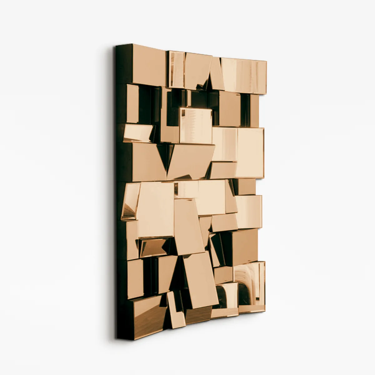 39" Brown Glass Wall Mirror Geometric Decorative Mirror Vertical & Horizontal Mounting — image 11