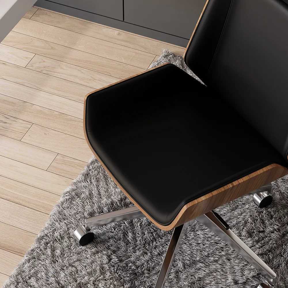 L-shaped Modern Executive Desk & Reclining Leather Office Desk Chair High Back — image 10