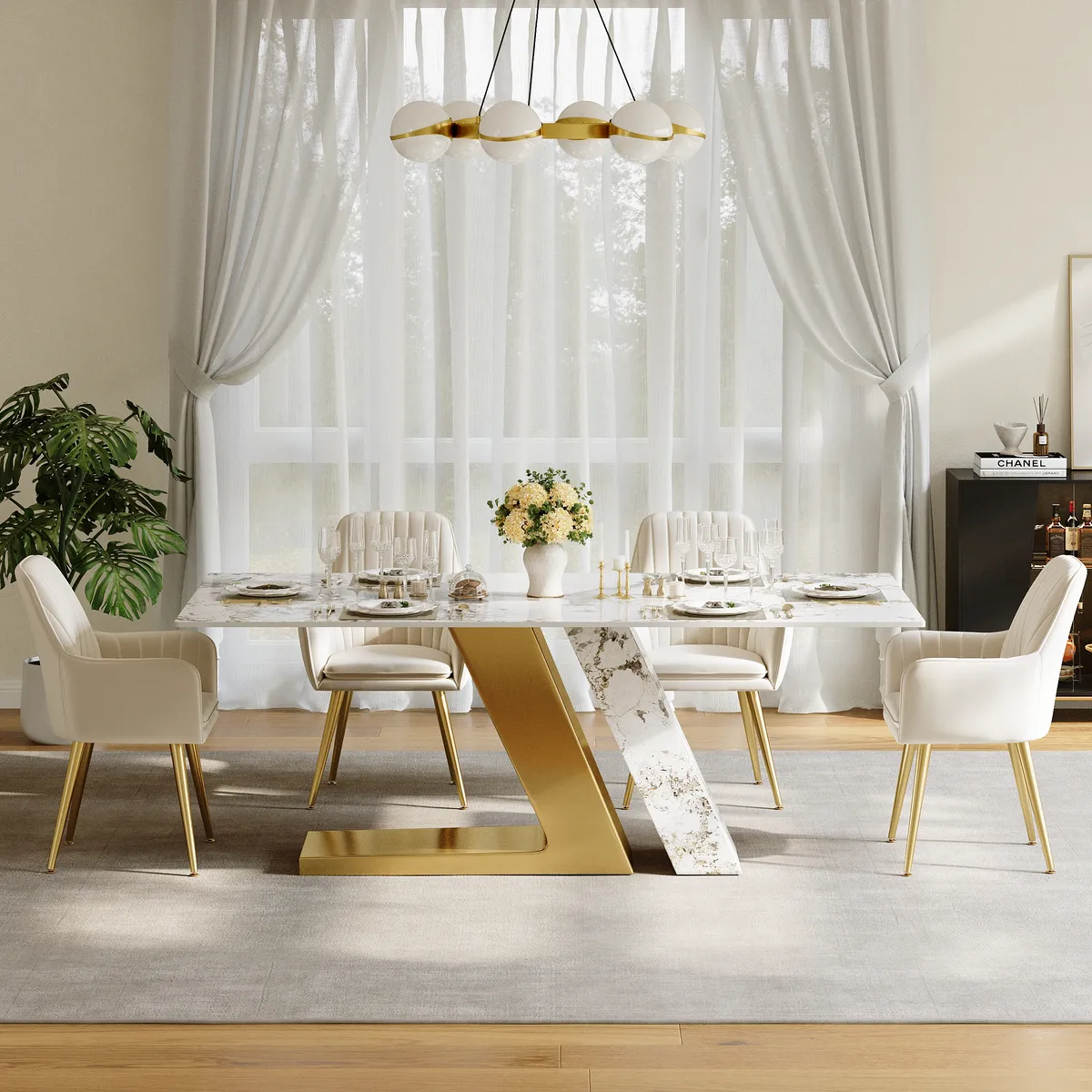 78.7-94.5" Modern Extendable Sintered Stone Dining Table Seats 6-10 People — image 27