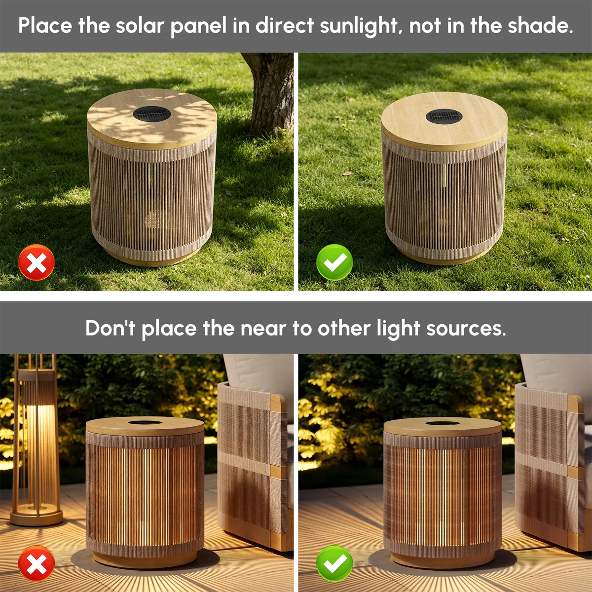 Costra Outdoor Handwoven Rope & Aluminum Storage Side Table with LED — image 9