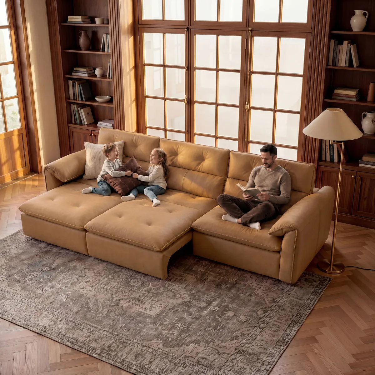 87" 2-Seater Genuine Leather Power Convertible Sleeper Sofa — image 5