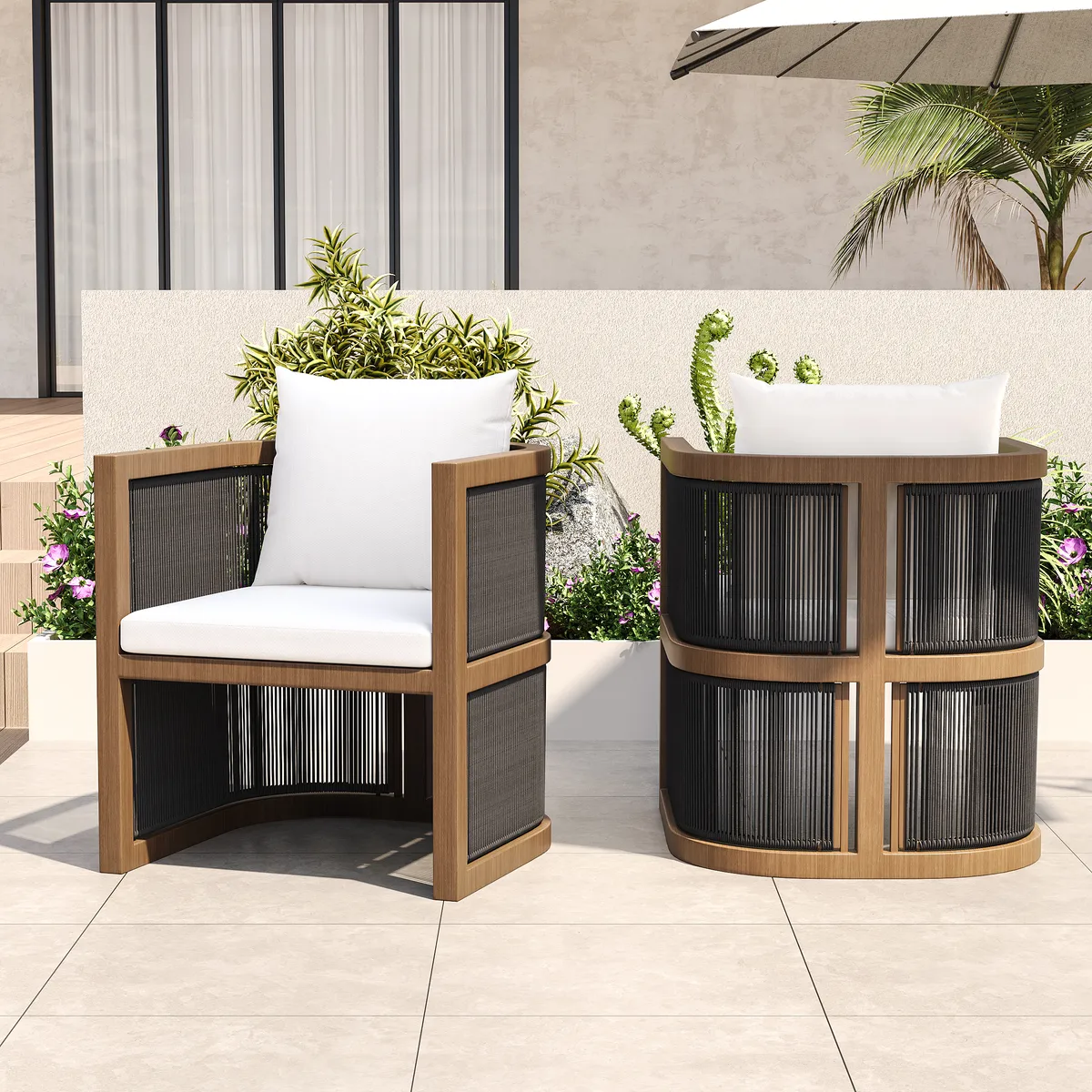 Wevara 2 Pieces Modern Aluminum & Ropes Outdoor chairs — image 11