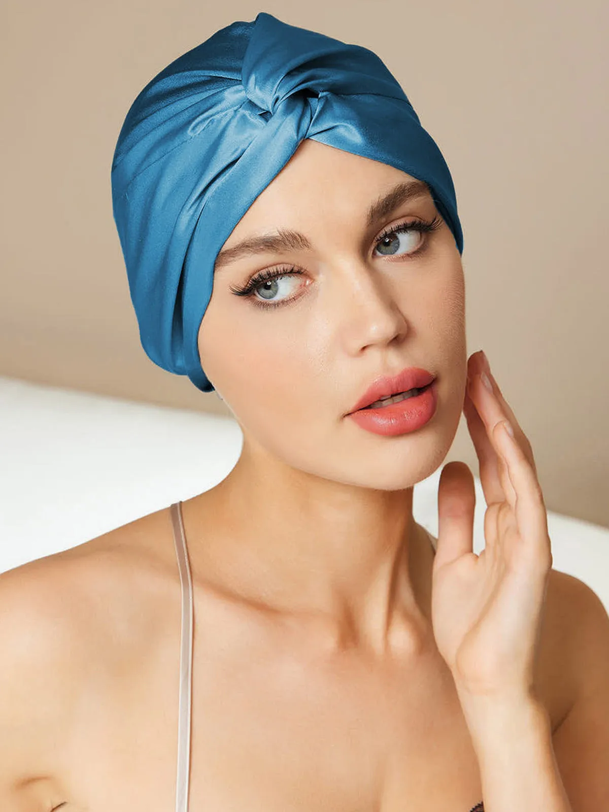 100% Mulberry Silk Turban for Sleeping Knot-Front Hair Wrap — image 8