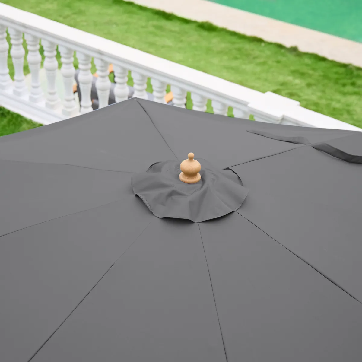 Tevara 10 ft. Patio Center Pole Umbrella with Marble Stand Outdoor Sun Umbrella for Pool / Beach — image 9
