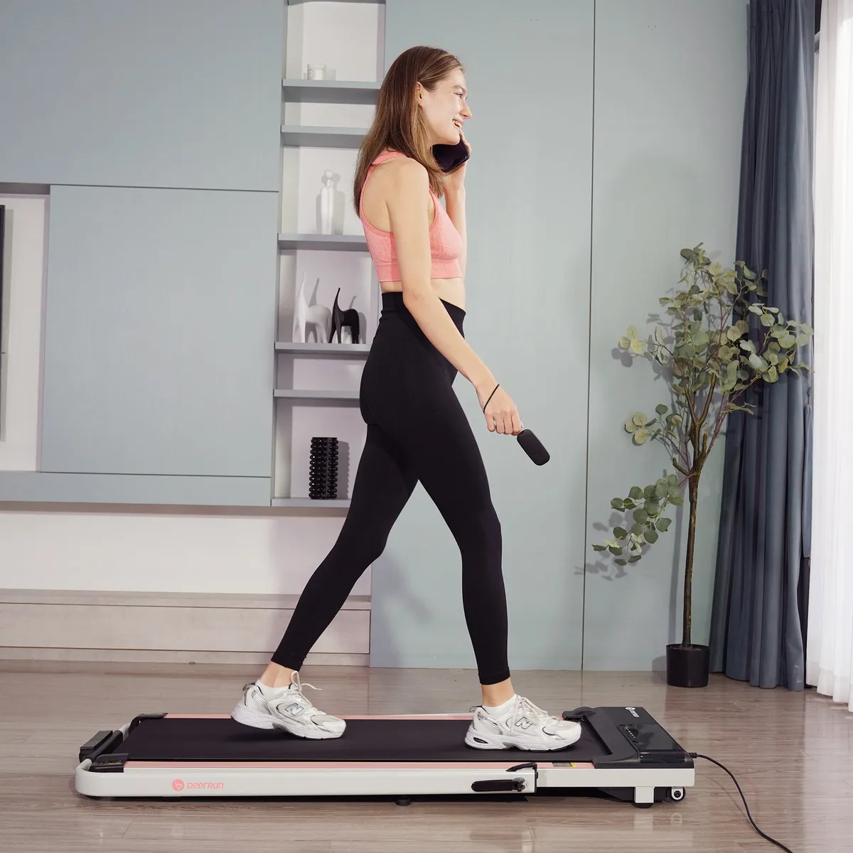 A5 Pro Smart 2 in 1 Folding Treadmill Pink with Handrail, 300Lbs — image 5