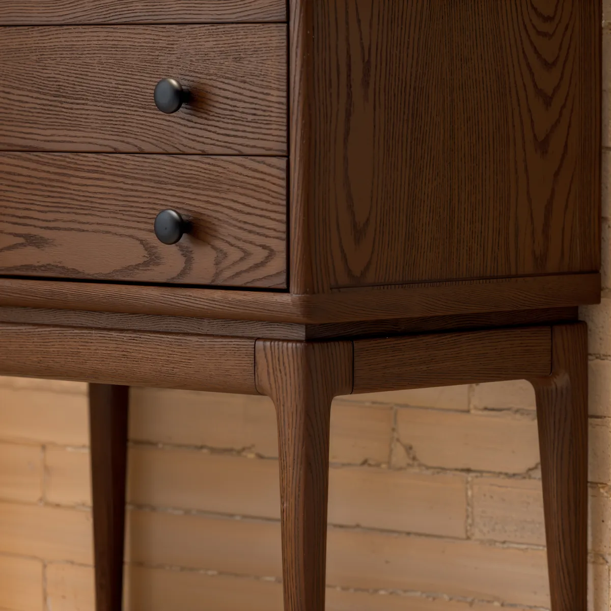 Mid-Century 3-Drawer Chest – Solid Ash Wood in Walnut Finish — image 7