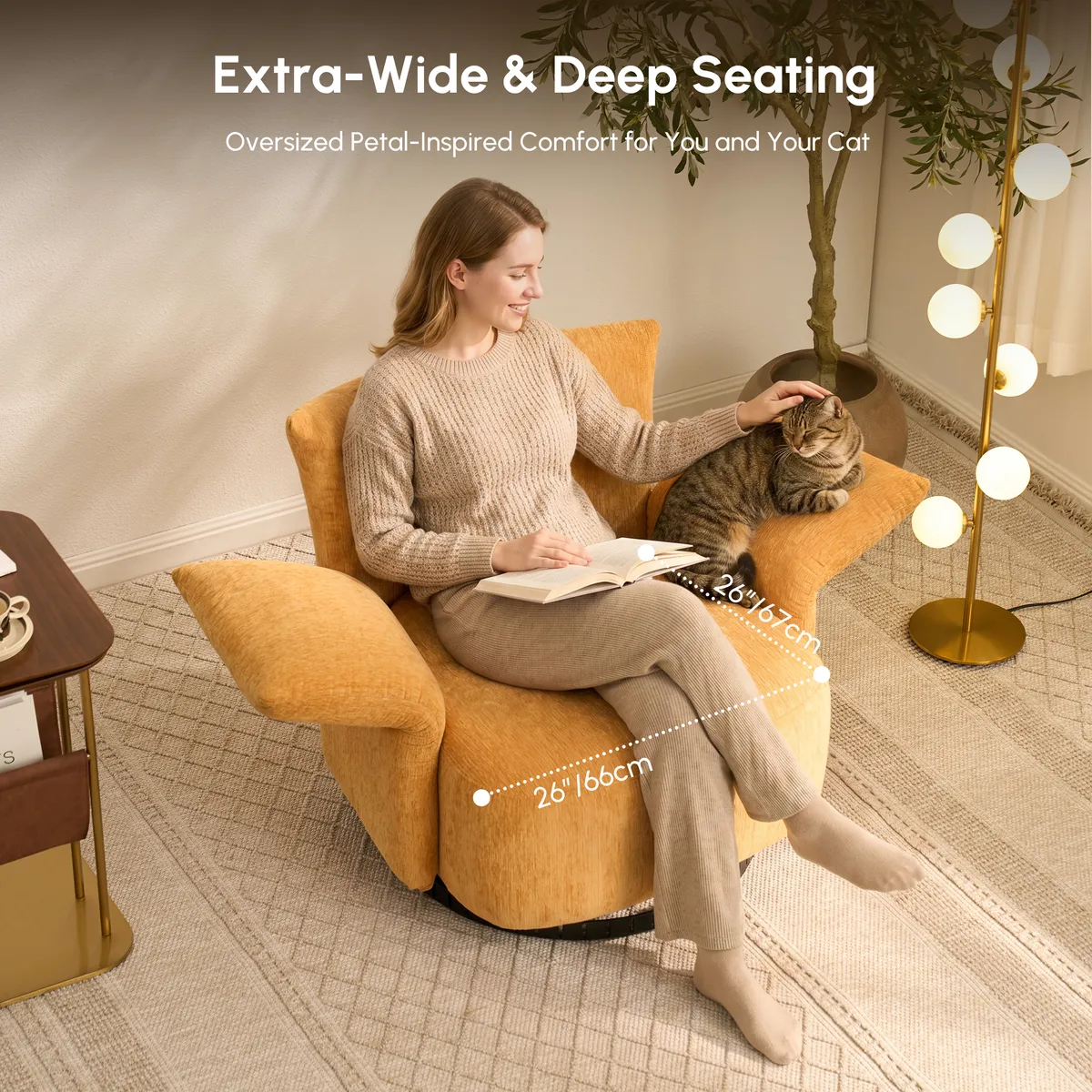 Florvia Chenille Swivel Adjustable-Armrest Accent Chair — image 8