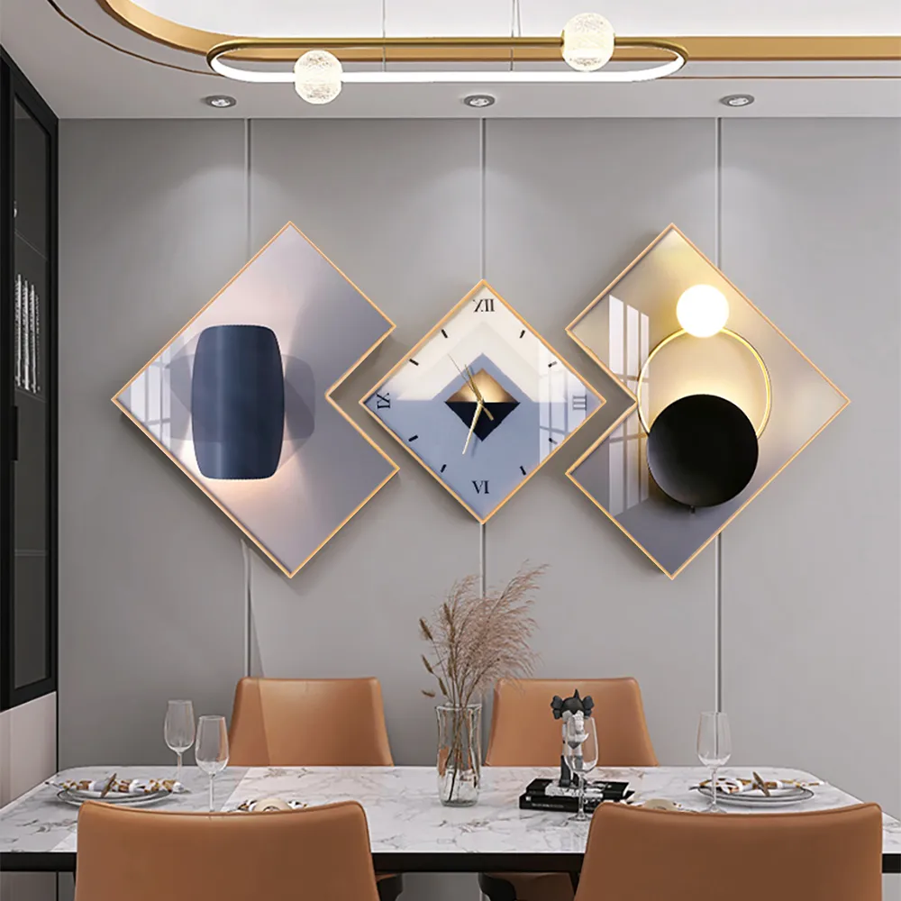 Modern 3-Piece Wall Clock Set – Functional Geometric Art with Gold Frames — image 16