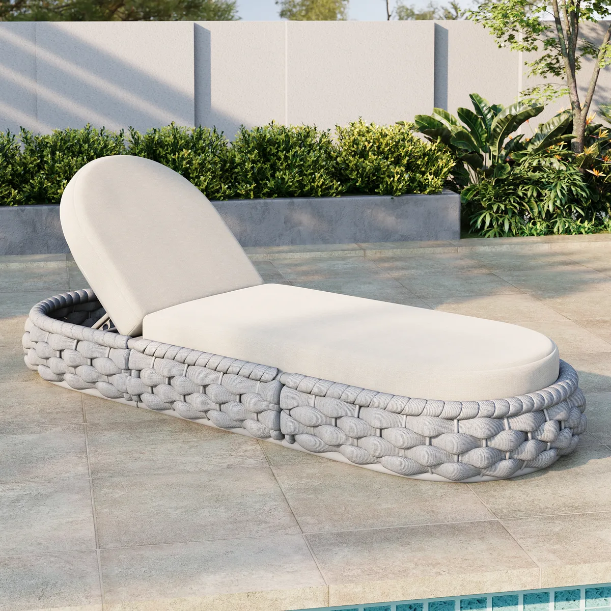 Cocaro Outdoor Aluminum & Rope Weave Adjustable Chaise Lounge — image 21