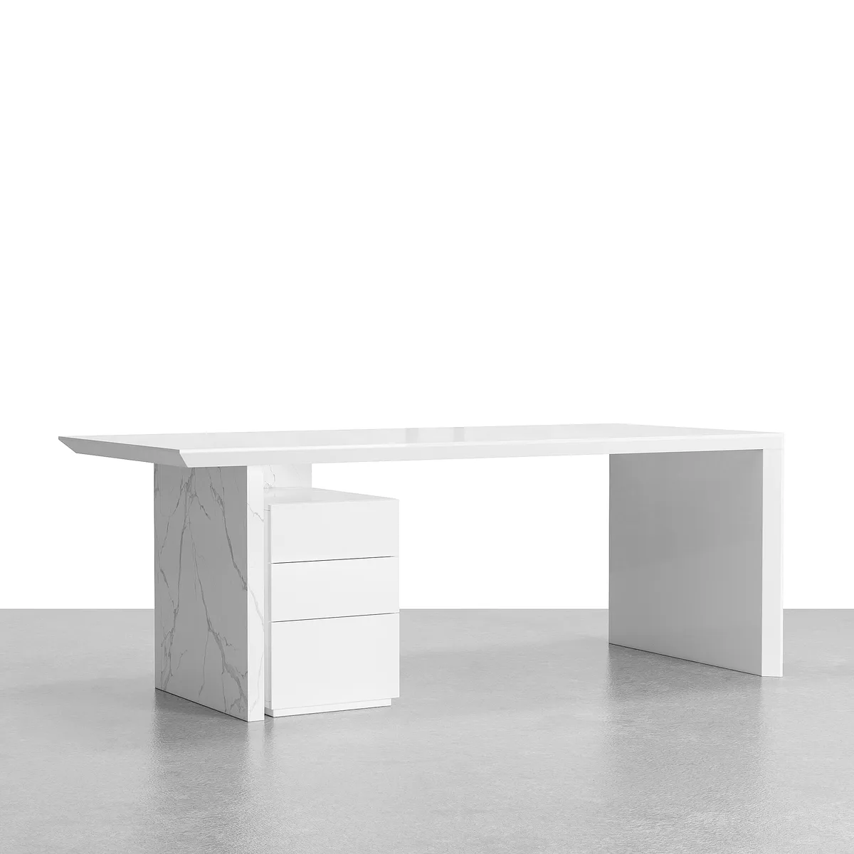 Modern White Wooden Home Office Desk with Movable File Cabinet Office Furniture (59.8") — image 8