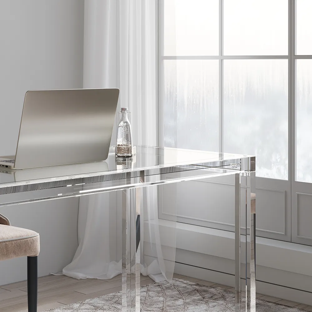 Savea 47.2" Modern Clear Tempered Glass Straight Desk — image 6