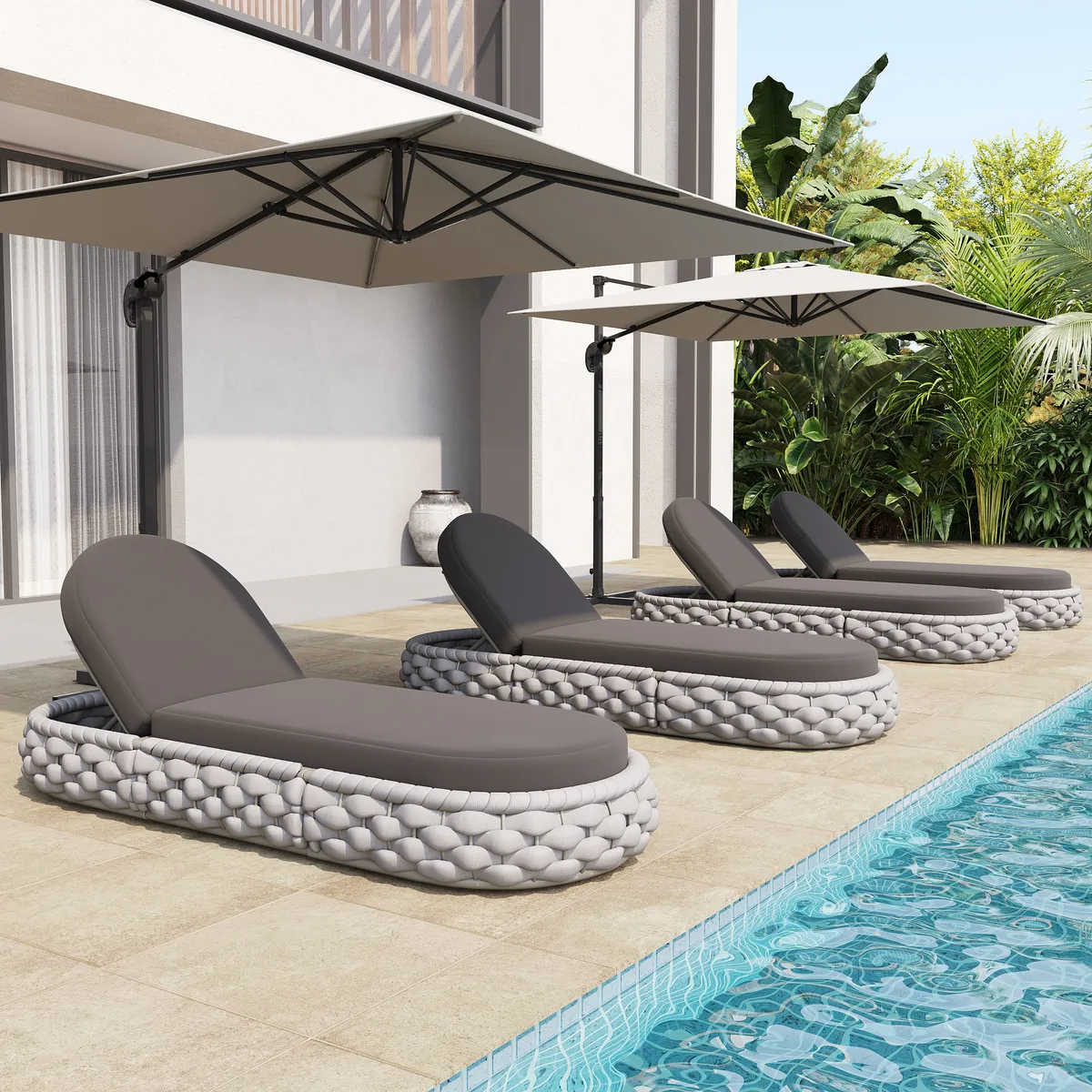 Cocaro Outdoor Aluminum & Rope Weave Adjustable Chaise Lounge — image 14