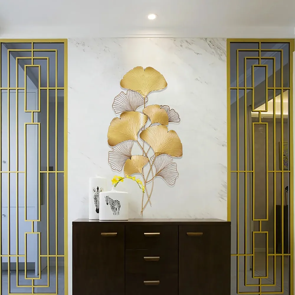 Modern Metal Ginkgo Leaves Wall Decor Home Hanging Art — image 4