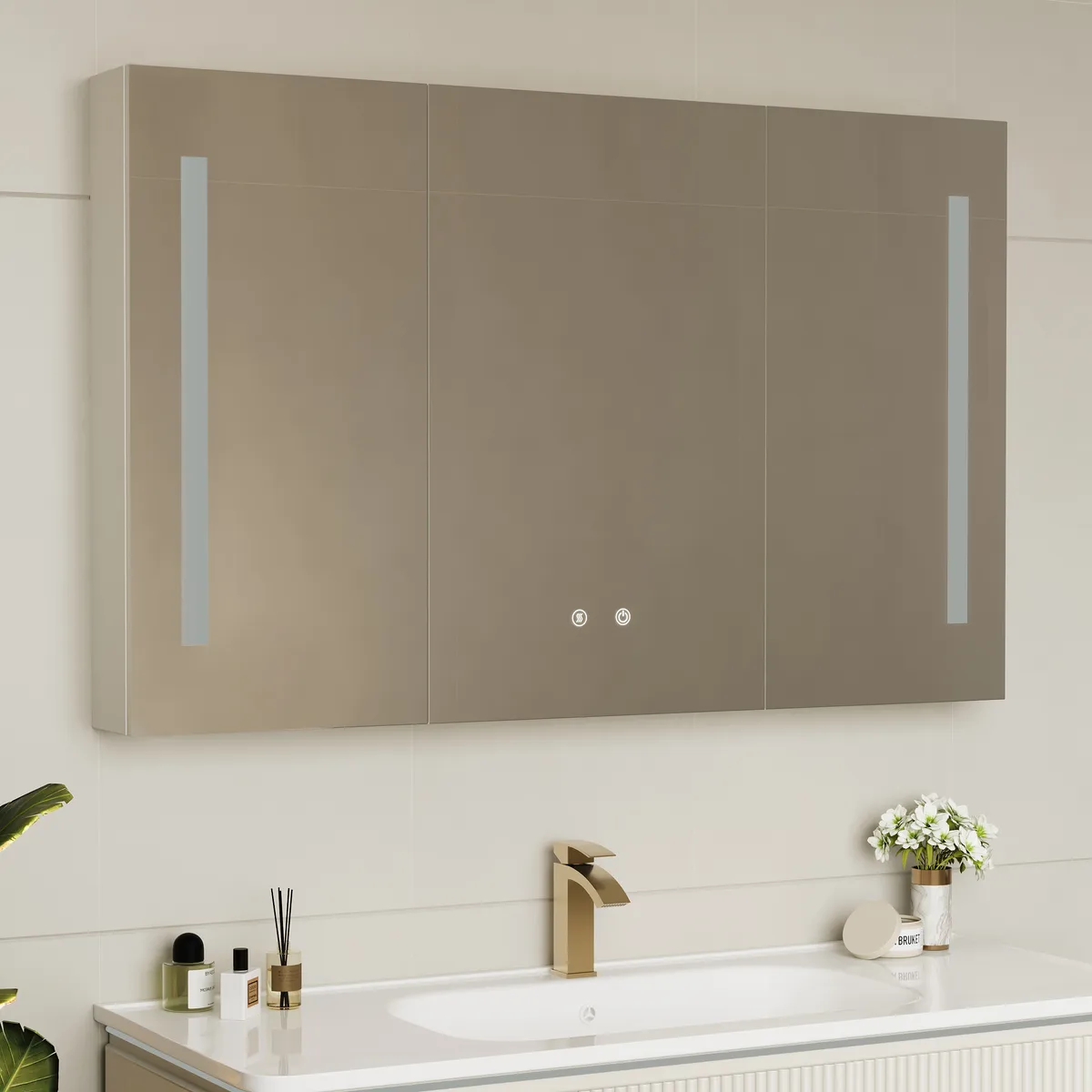 47" Modern Wall-mounted LED Bathroom Medicine Cabinet Vanity Mirror with Storage — image 23