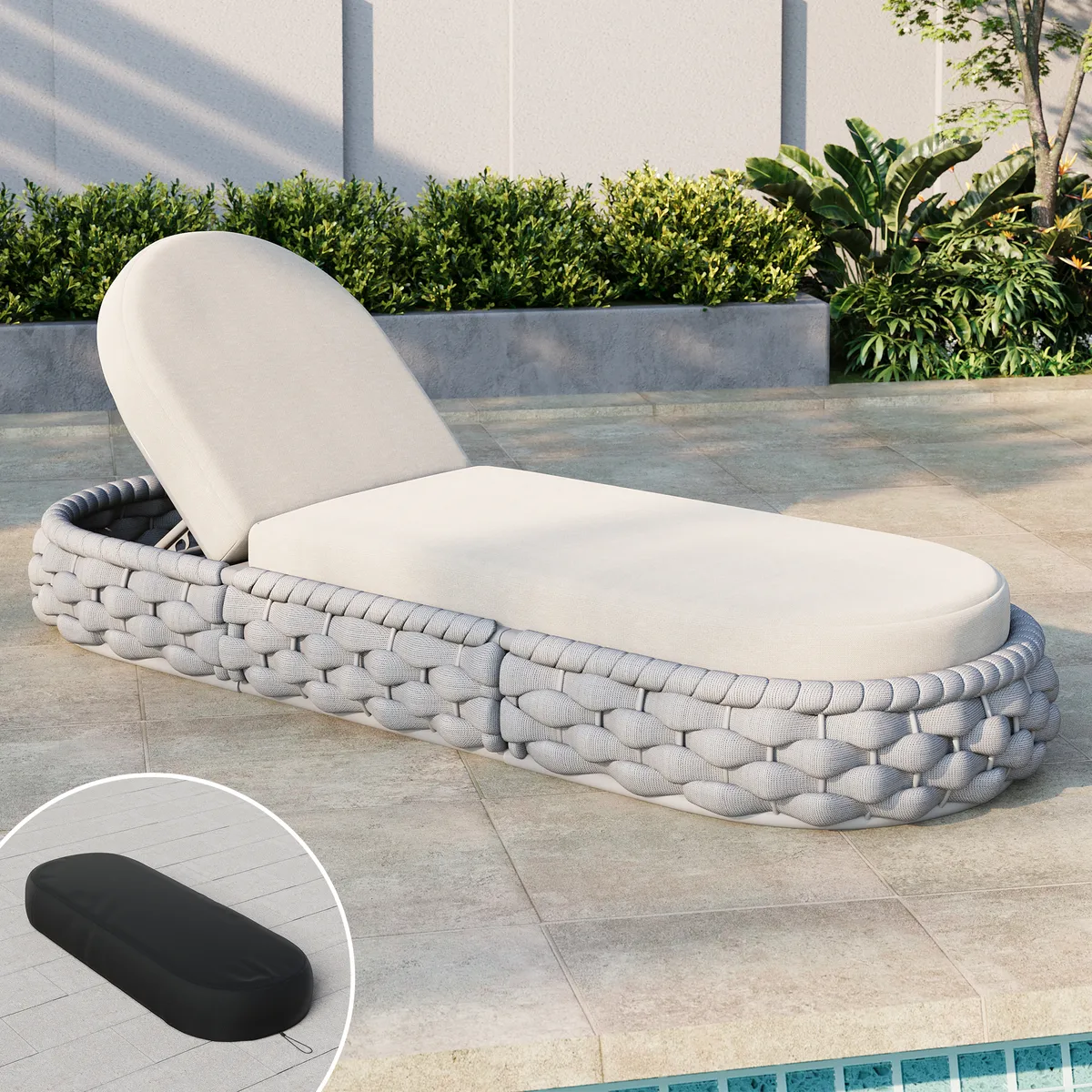 Cocaro Outdoor Aluminum & Rope Weave Adjustable Chaise Lounge — image 24