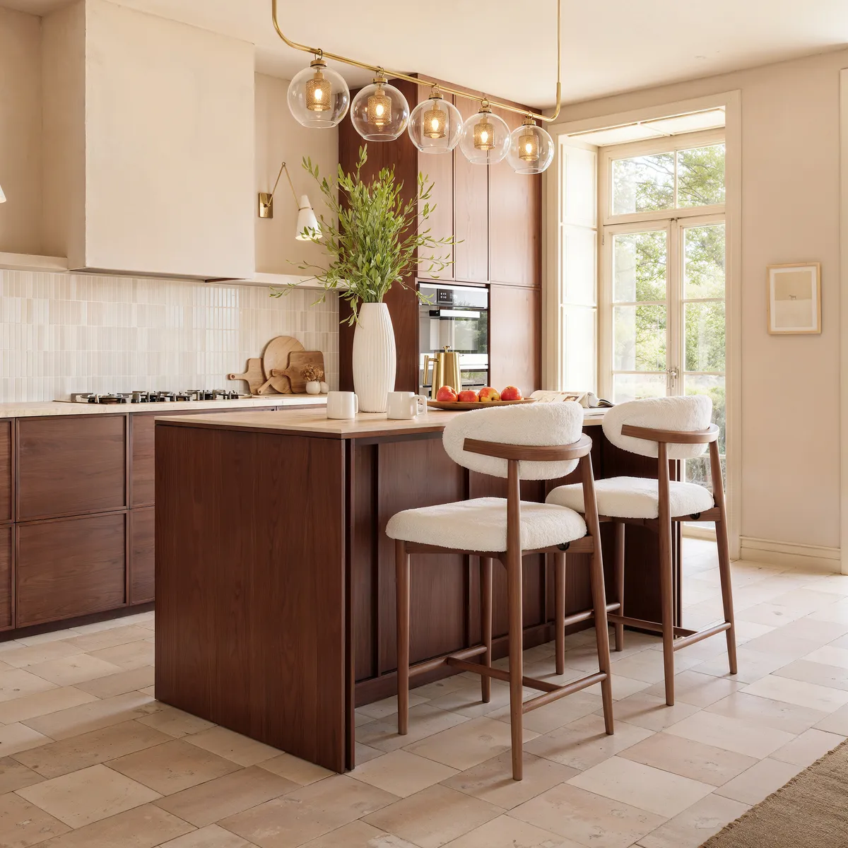 Modern 72" Faux Travertine Sintered Stone Kitchen Island with Storage & LED Light — image 5