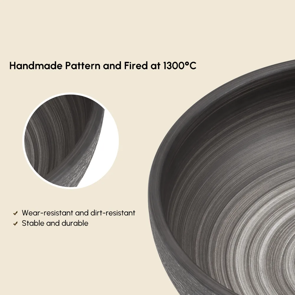 15.7" Ceramic Round Bathroom Vessel Sink Retro Washbasin — image 14