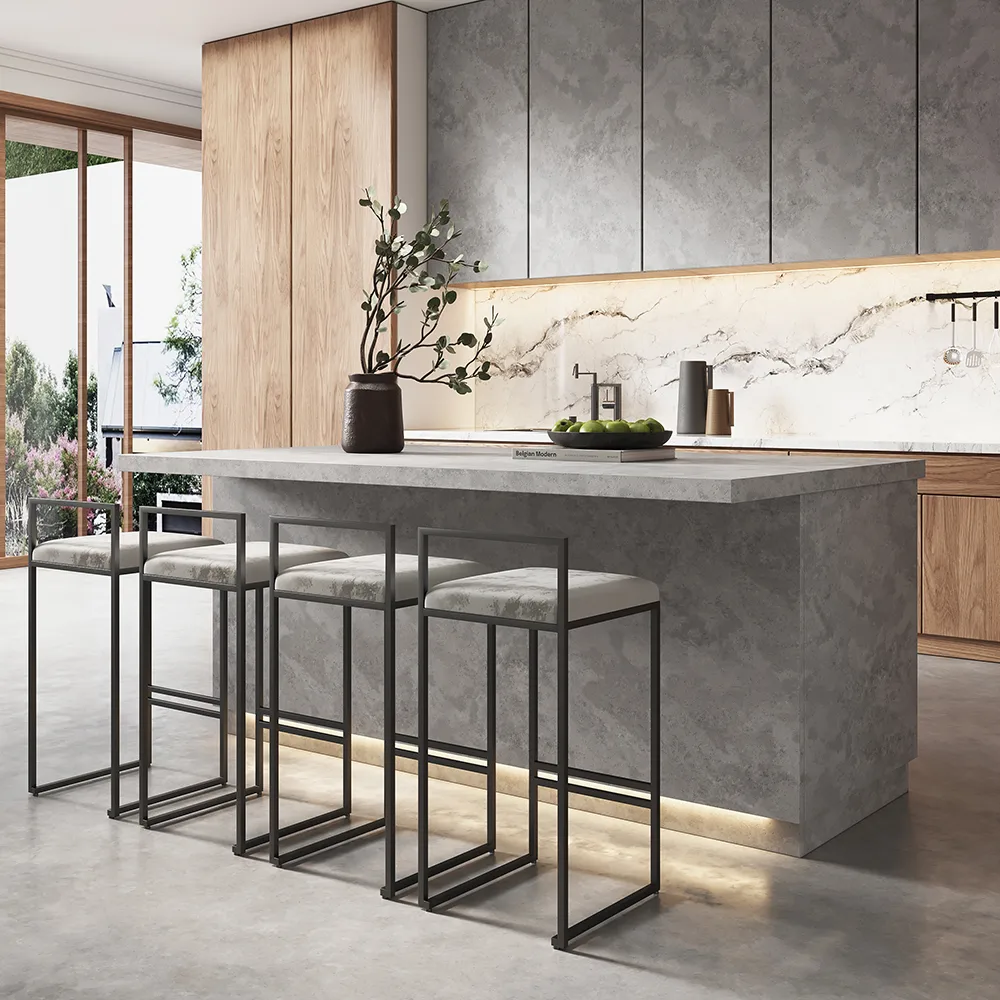 72" Japandi Kitchen Island with Seating Gray Wooden Storage Kitchen Cabinet & — image 3