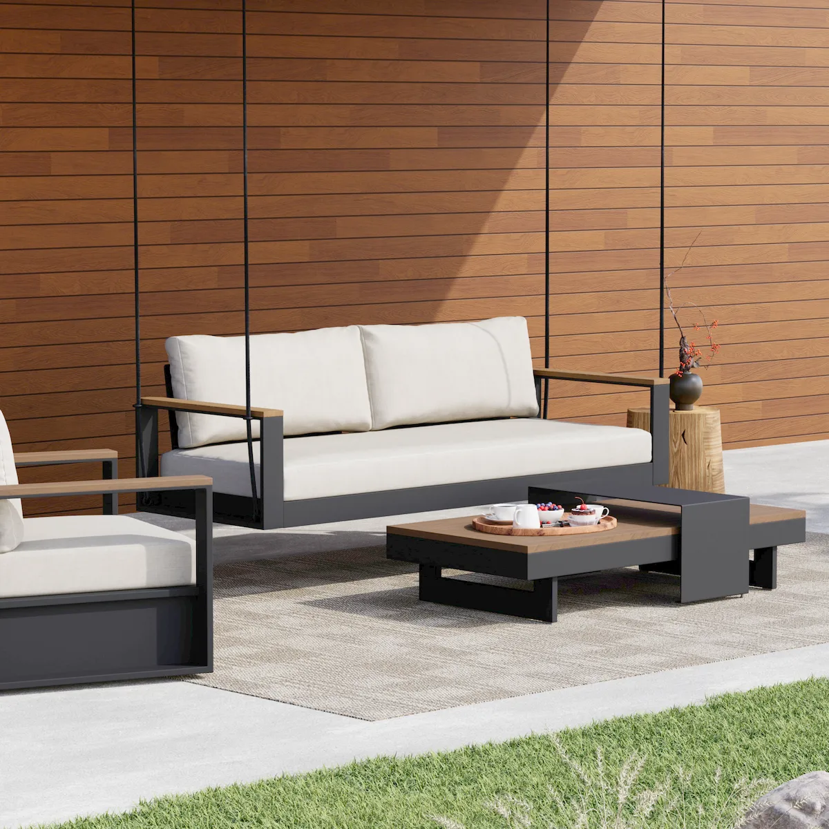 Tevara Outdoor Swing Sofa in Sand with Cushion & Black Cover — image 23