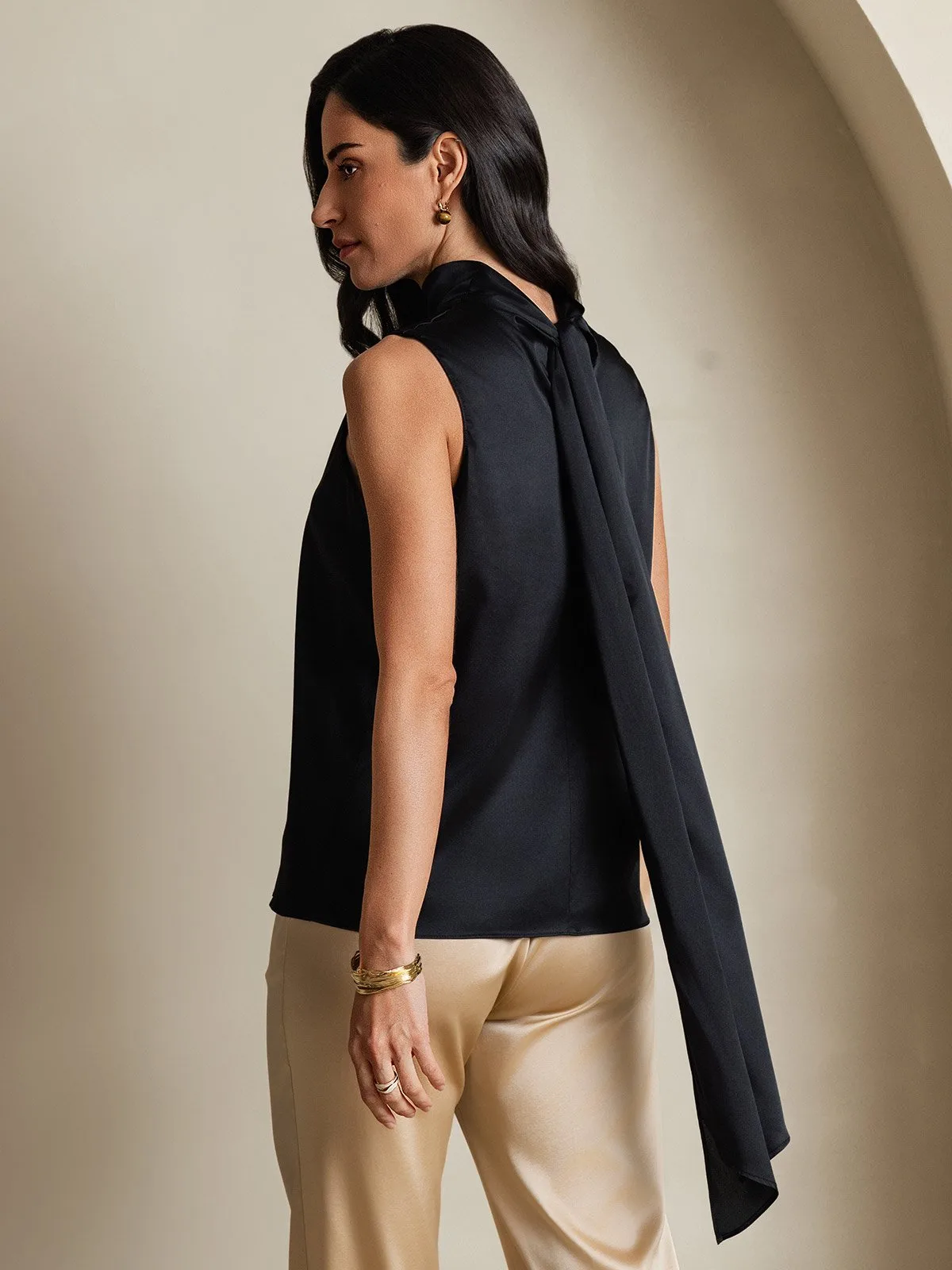 19Momme Silk Sleeveless Tie Neck Blouse — image 3