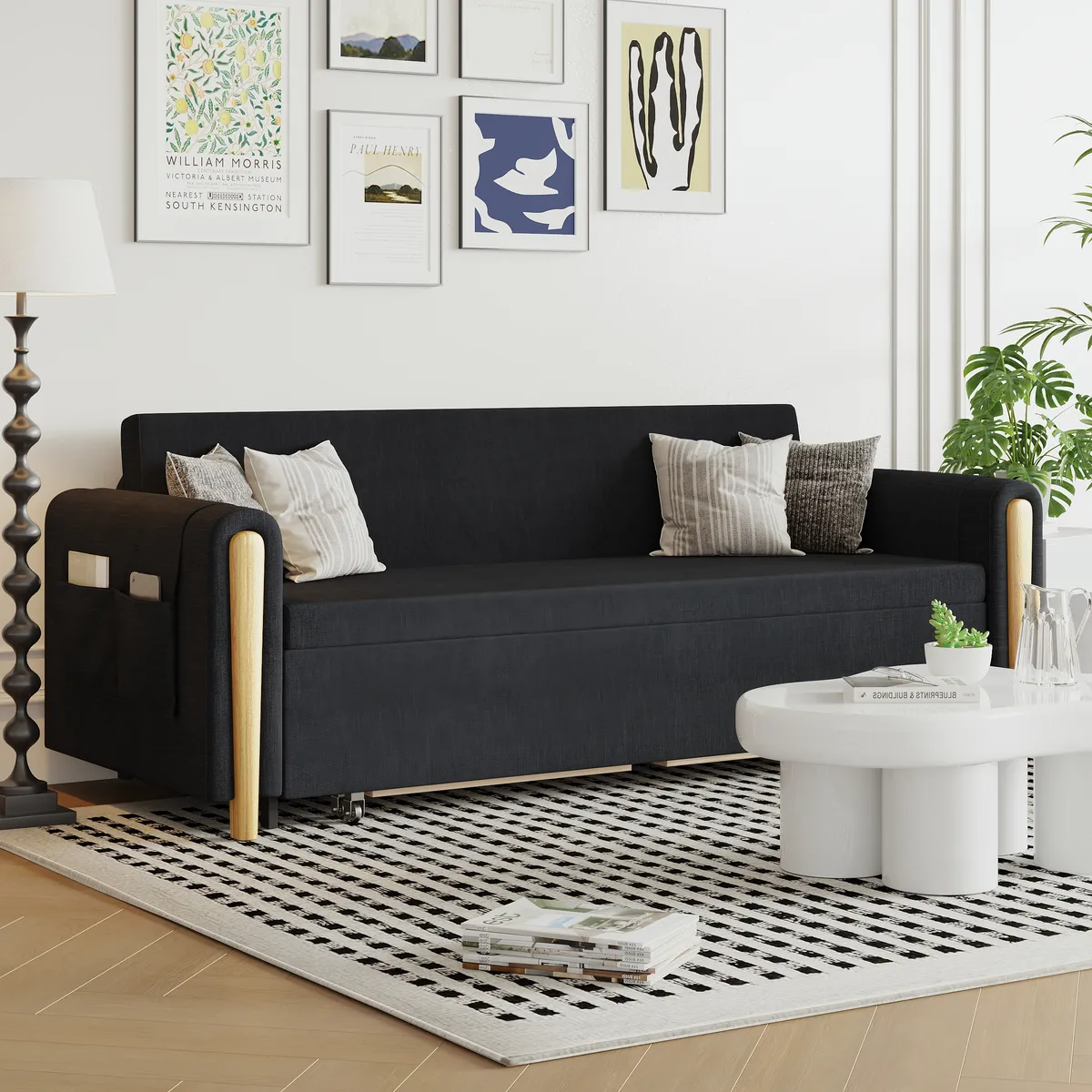 Black Upholstered King Size Daybed with Trundle — image 23