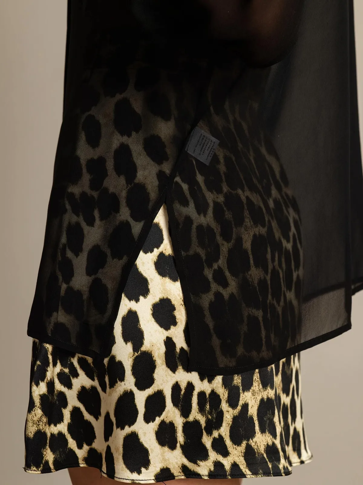 100% Mulberry Silk Long Sleeve Split Sheer Blouse — image 5