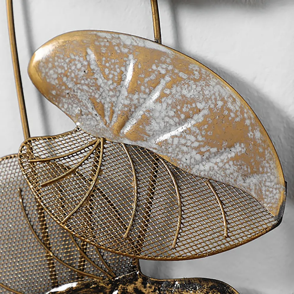35.8" 2 Pieces Metal Lotus Leaves Wall Decor Set for Living Room with Black Frame — image 8