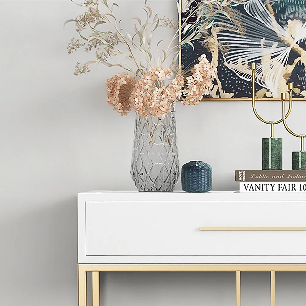 32" Modern Narrow White Console Table with Storage Wood Entryway Table with Drawers — image 7