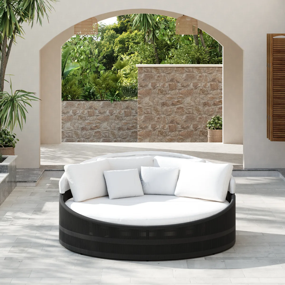 Costra Weatherproof Round Patio Daybed with Adjustable Canopy — image 4