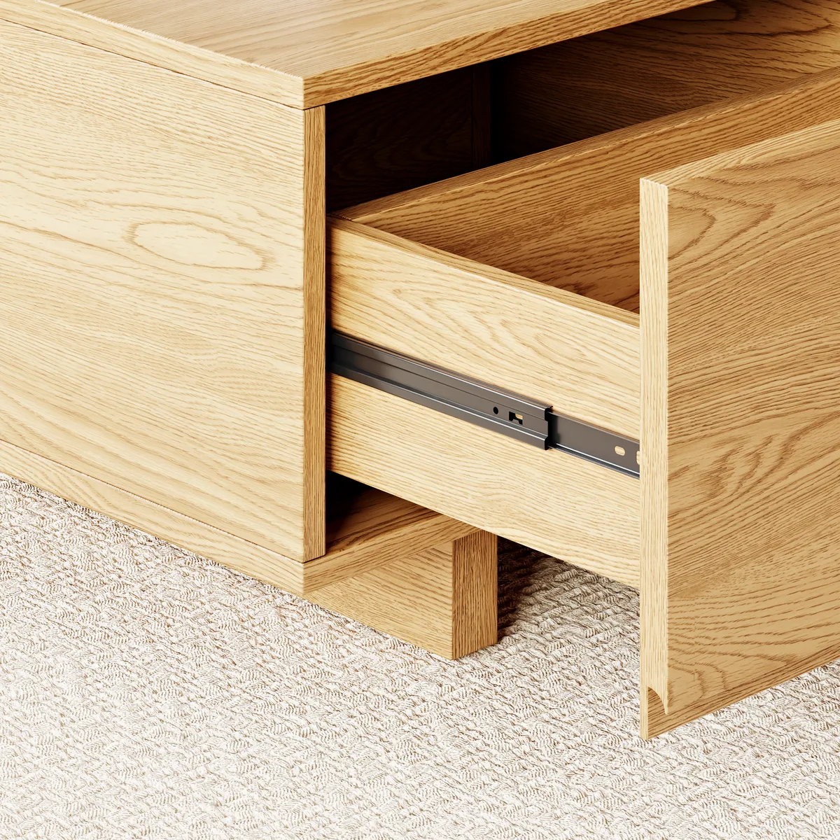 Quoint 68.9" Modern White Coffee Table Retracted & Extendable with 2-Drawer — image 19
