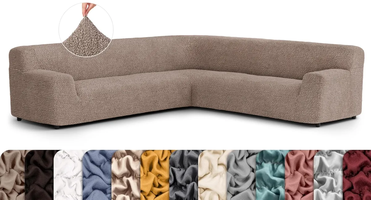 Oversized Corner Sectional Couch Cover - 1-Piece Furniture Protector - Form Fit, Machine Washable -MicrofibraCollection — image 17