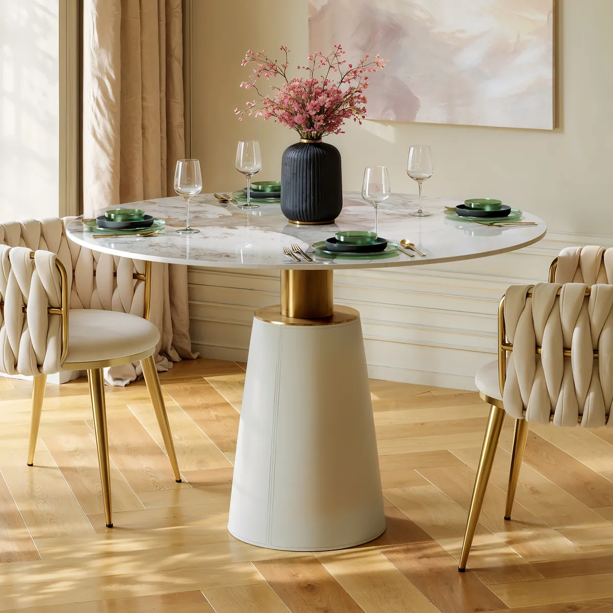 Dining Set 39" Sintered Stone Dining Table with 2 Chairs — image 13